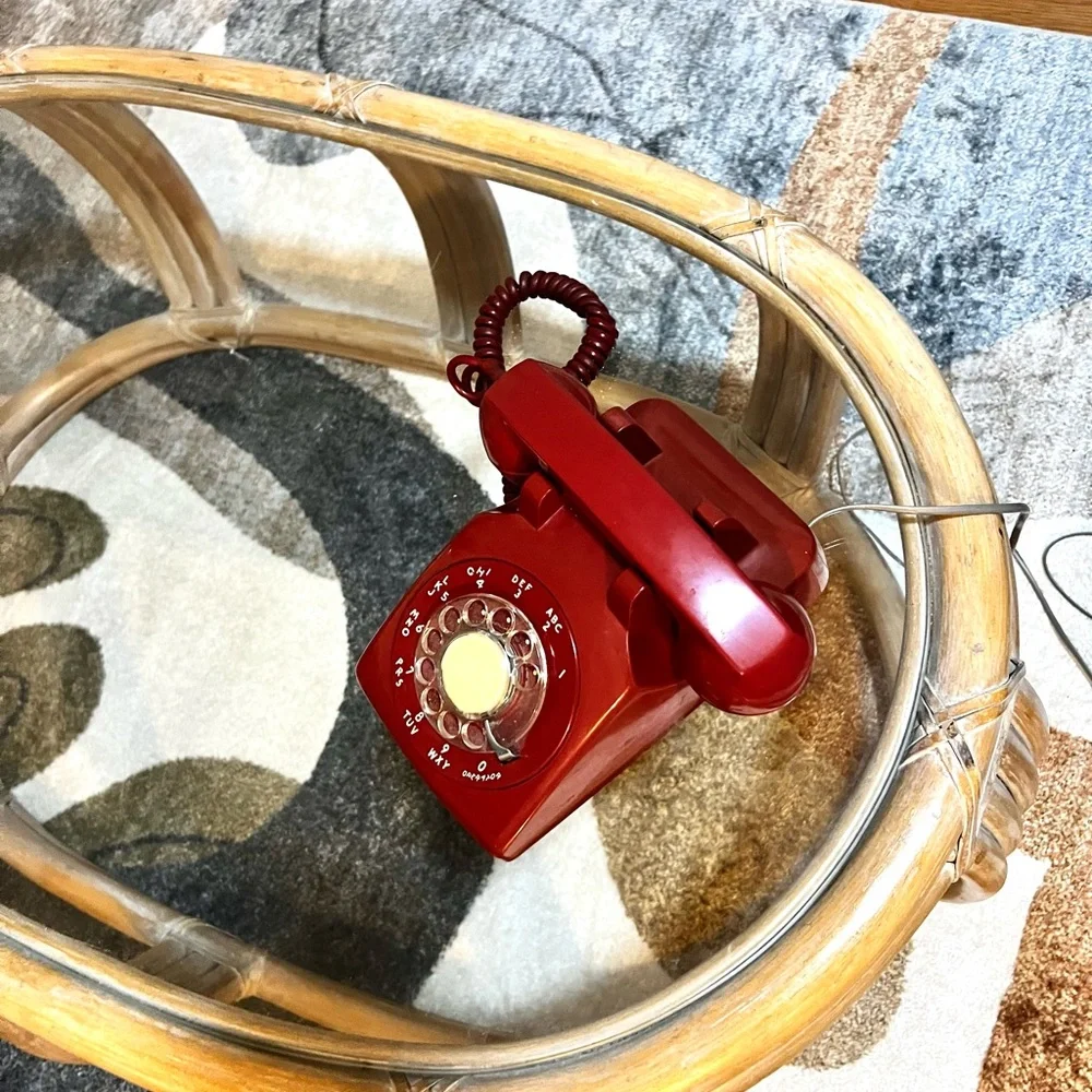 VTG Western Bell 500,Clear Rotary-Dial Telephone, Red Finish,Retrofitted Cord - Picture 11 of 11
